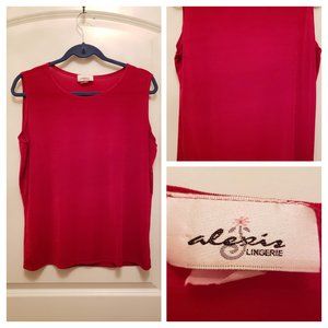 Red slinky style round neck tank